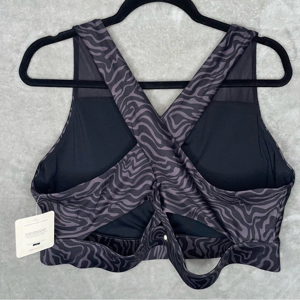 Fabletics High Impact No-Bounce Sports Bra 2X Pewter Marble Zebra NWT Plus Size - Picture 4 of 10